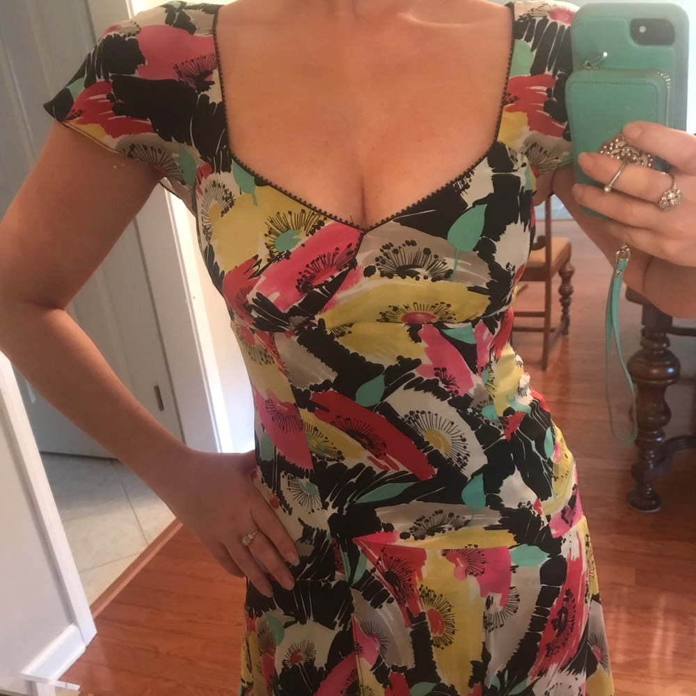 Flirty colorful Nanette Lepore silk dress